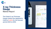 an x ray thickness gauge market report with a laptop and charts