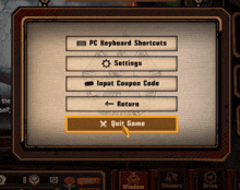 a screenshot of a game that says ' pc keyboard shortcuts ' at the top