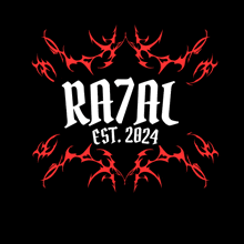 a black background with a white razal logo