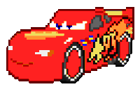 a pixel art drawing of lightning mcqueen from cars 2