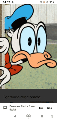 a screenshot of donald duck on a phone with the time 14:02