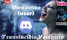 an advertisement for translucidia vampirio shows a vampire with her mouth open