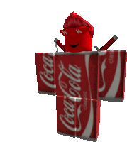 a red coca cola can with a cartoon character on it