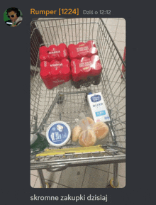 a shopping cart full of groceries with rumper [ 1224 ] written at the top