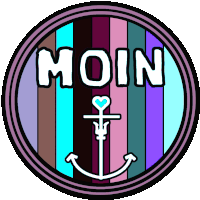 the word moin is written in a circle with an anchor