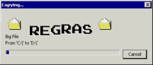 a computer screen that says copying regras on it