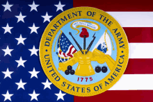 a seal for the department of the army is on a united states of america flag