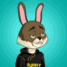 a cartoon of a rabbit wearing a bunny hoodie