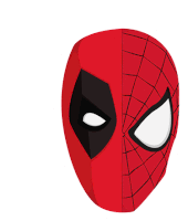 a half deadpool and half spider-man mask is shown on a white background