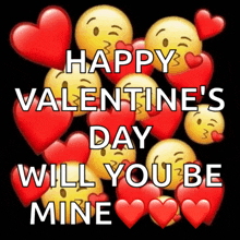 happy valentine 's day will you be mine written on a black background