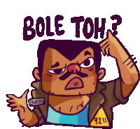 a cartoon of a man scratching his head with the words bole toh written above him