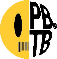 a logo for a company called pb tb with a barcode