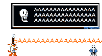 a cartoon drawing of papyrus and sans with the words saaa aa aa aa aa aa