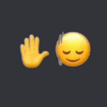 a hand giving a high five next to a smiley face with its eyes closed .