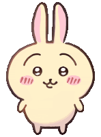 a cartoon drawing of a bunny with big ears and a smiley face