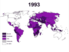 a map of the world showing severe moderate and mild in 1993