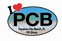 a bumper sticker that says i love pcb panama city beach fl