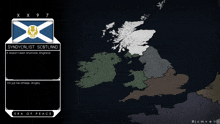 a map of the united kingdom with a flag for scotland