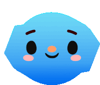 a blue cartoon character with a smiley face