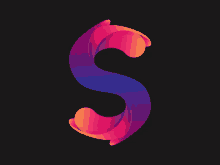 the letter s has a purple and pink gradient