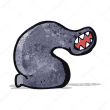 a cartoon drawing of a worm with a red mouth