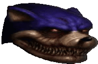 a close up of a sonic the hedgehog 's face with sharp teeth .