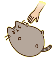 a cartoon drawing of a cat with a hand on its face