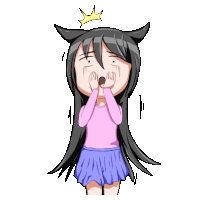 a cartoon drawing of a girl with long black hair and a crown on her head