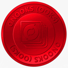 a red coin that says ' onlooks looks ' on it