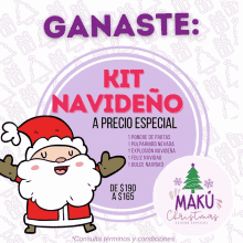 a poster with a cartoon of santa and the words " ganaste "