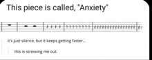 a sheet of music with the words " this piece is called anxiety "