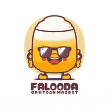 a logo for falooda cartoon mascot with a cartoon character