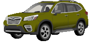 a green suv with a subaru logo on the side