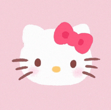 a white hello kitty with a pink bow on her head