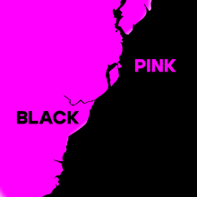 a pink and black poster with the word pink on it