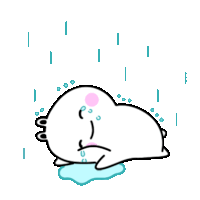 a cartoon of a seal crying in the rain