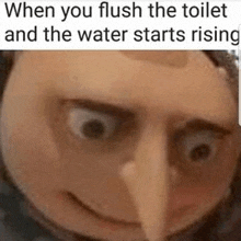 when you flush the toilet and the water starts rising , a cartoon character 's face is shown .