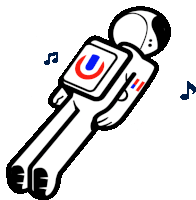 a cartoon drawing of an astronaut floating in space with music notes behind him