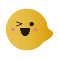 a yellow smiley face with a black eye and a pink cheek