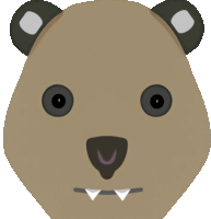 a cartoon drawing of a bear 's face with big eyes