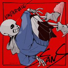 a drawing of a skeleton with undertale written on the bottom