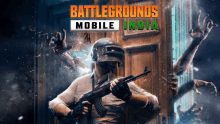 a poster for battlegrounds mobile india shows a man with a gun