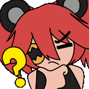 a cartoon of a girl with red hair and a question mark on her face .