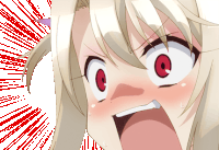 a close up of a anime girl with red eyes