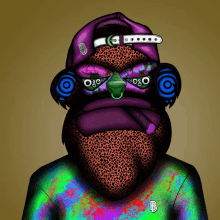 a drawing of a monkey wearing a hat and headphones