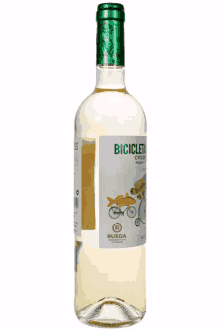 a bottle of bicycleto wine has a green cap