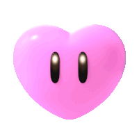 a pink heart with two black eyes and a white background