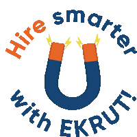 a logo that says hire smarter with ekrut on it