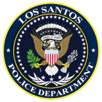 a seal for the los santos police department with an eagle on it