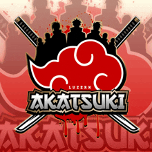 a logo for a team called akatsuki with swords and a cloud